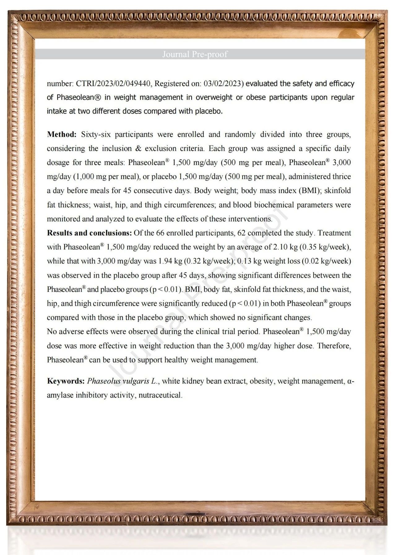 Phaseolean® 白芸豆减重临床首登国际SCI期刊！(图2)